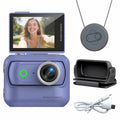 Compact Panoramic Action Camera Anti-Shake Portable Outdoor Travel Camera With Magnetic Neck Strap for Vlog Recording & Selfie Qme Blue