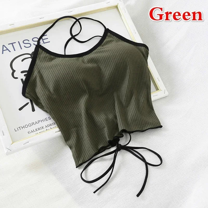 Summer Wild Solid Without Rims Gather Anti Emptied Wrapped Chest Qme One Size Green