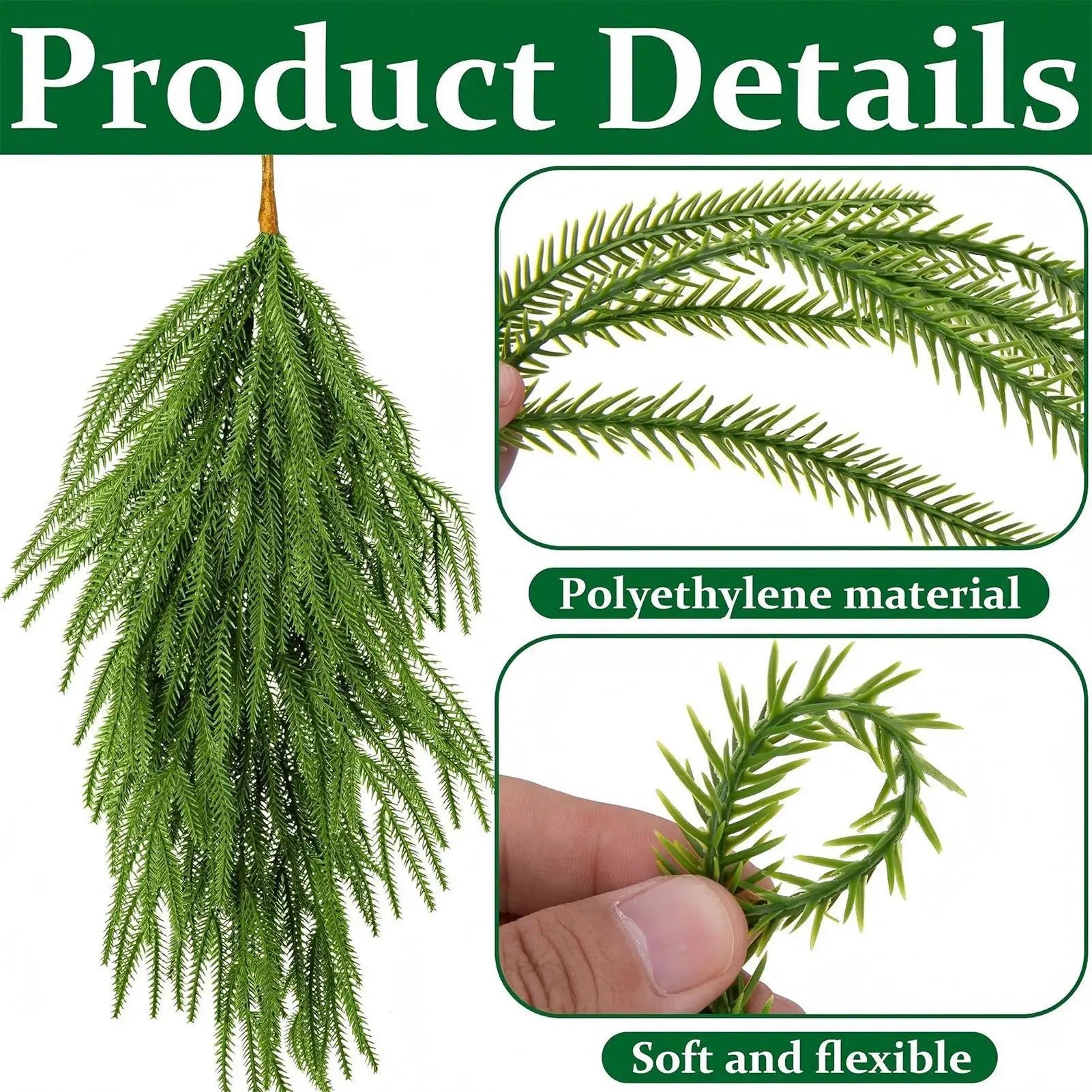 Pine Garland Christmas Teardrop Swag 2 Artificial Decoration Railing Qme
