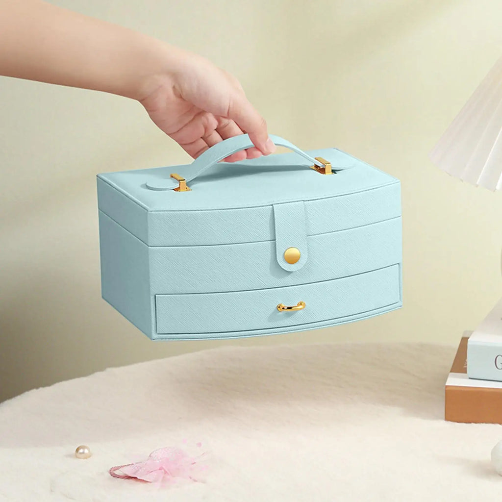 Jewelry Box Double-layer Earring Holder Boxes Organizers Necklace Qme