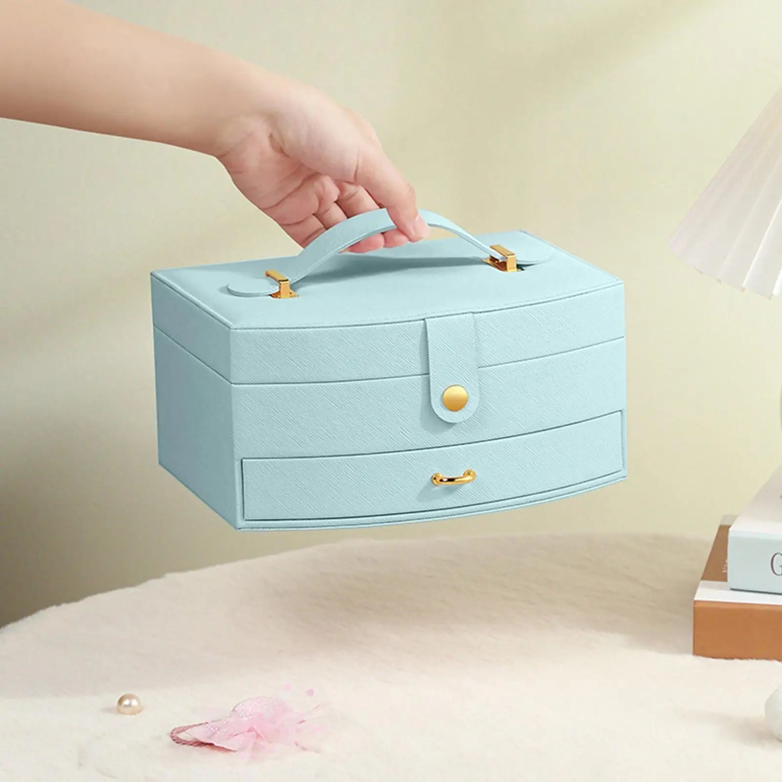 Jewelry Box Double-layer Earring Holder Boxes Organizers Necklace Qme