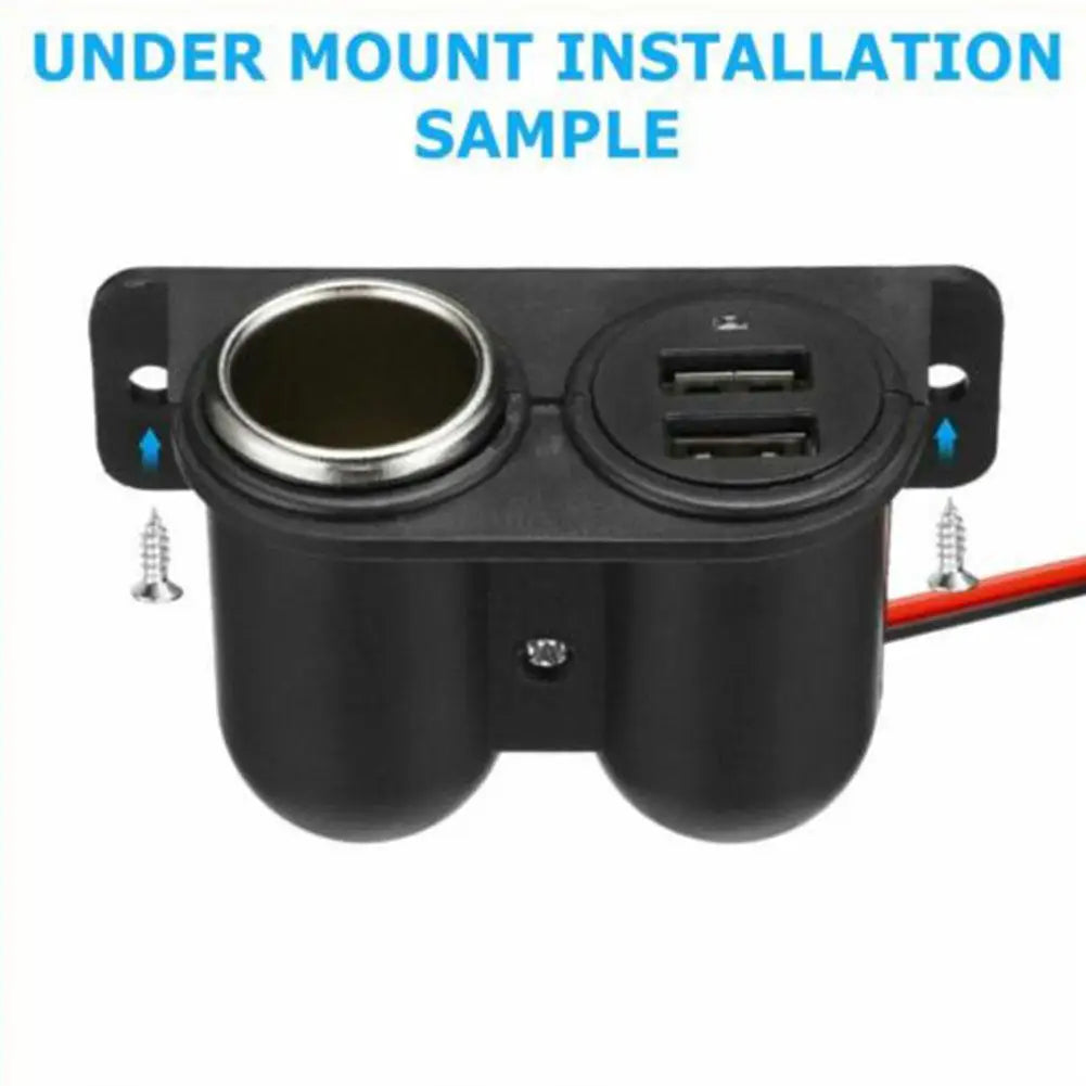 Multifunction Cigarette Lighter Ports Socket 2 USB 3.1A/3100ma Car Charger Camper Multi Plug Port Adapter Charger Recessed Cars Qme