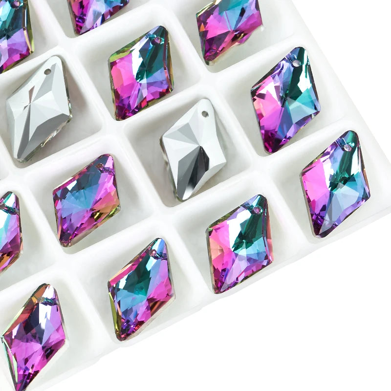 12Pcs Crystal 6320 Rhombus Pendant Glass Austria Loose Beads Charms Rhinestones for DIY Earring Necklace Jewelry Accessories Qme 001VO 12x19mm-12pcs