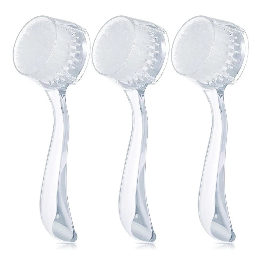 Facial Cleansing Brush Acrylic Handle Soft Bristles Exfoliating Qme white