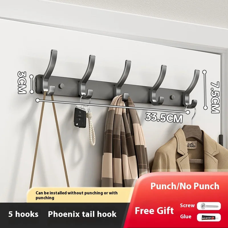 Bathroom Kitchen Accessories Black Robe Hooks Towel Hanger Nail Wall Qme Gray 5 hook