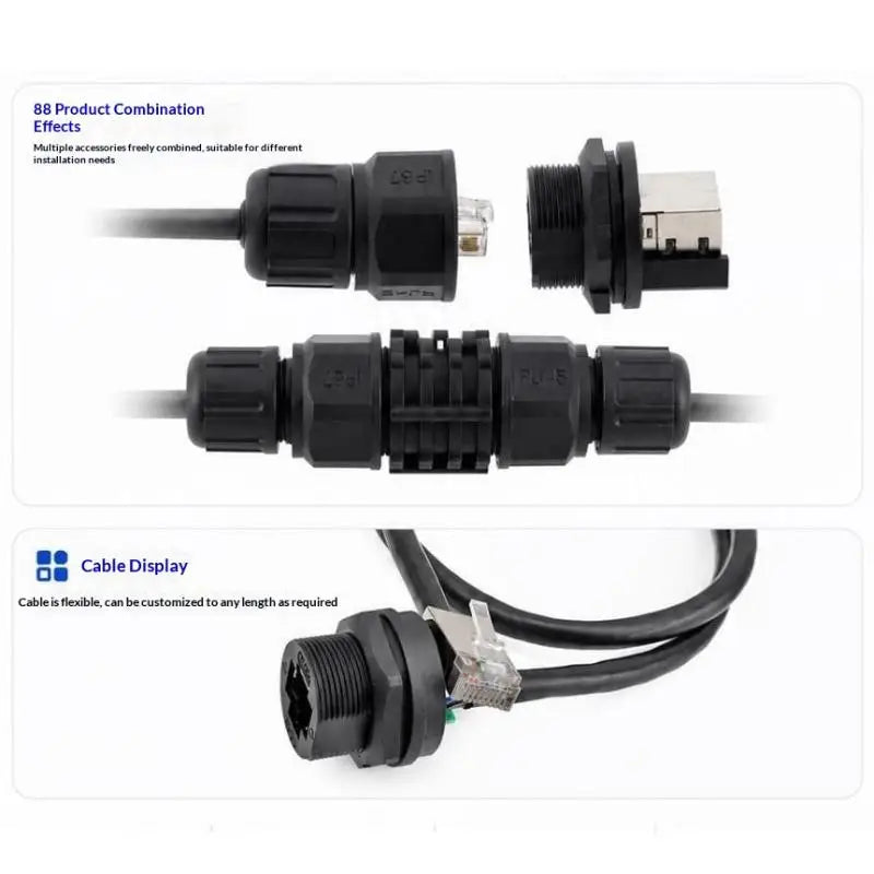 Easy Install LR20 M20 Waterproof RJ45 Network Cable Connector 8P8C Qme