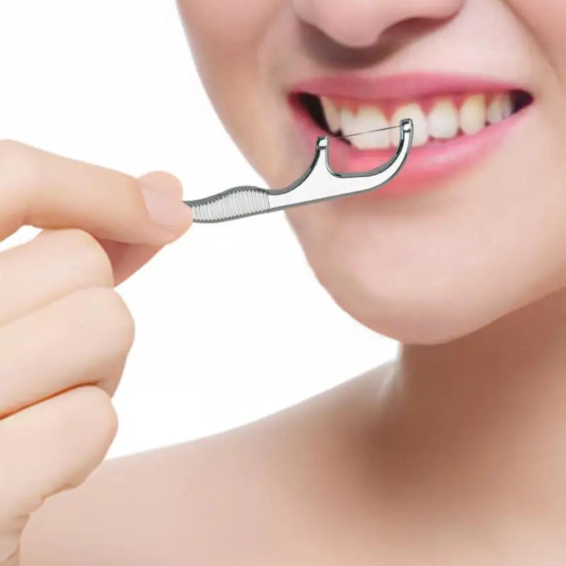 Metal Toothpicks Tooth Cleaningtool Storage Tube Stainless Steel Qme