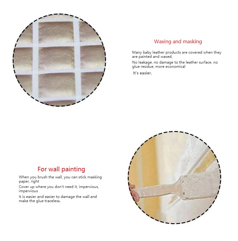 50m/20m Masking Tape White Color 12/18/60mm Single Side Tape Adhesive Crepe Paper for Oil Painting Sketch Drawing Supplies Qme