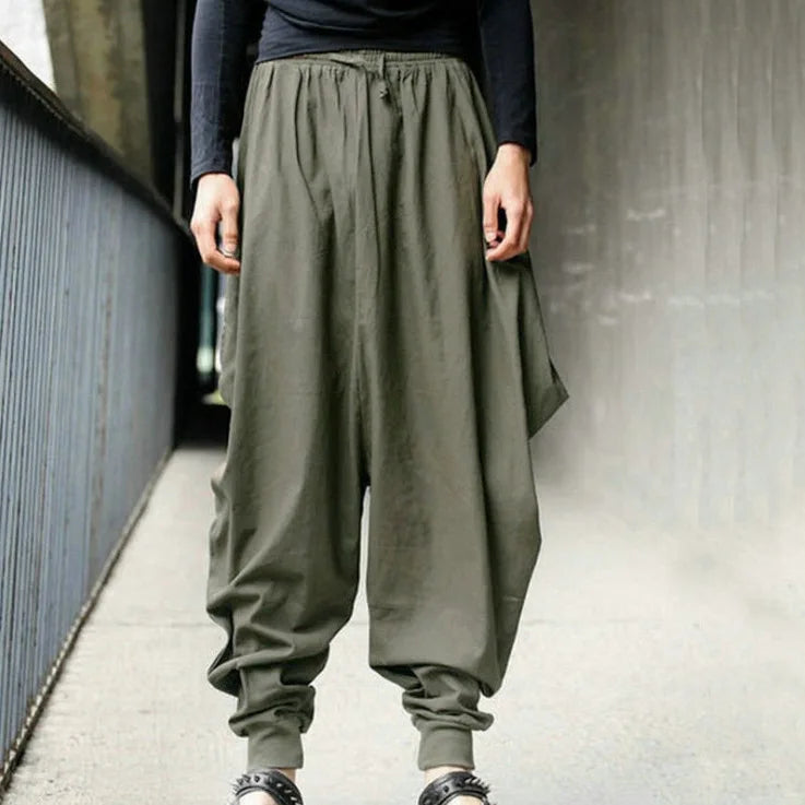 B Men Pants Solid Color Drawstring Joggers Casual Male Harem Pants Streetwear Loose Fashion Leisure Trousers Men S-5XL Qme