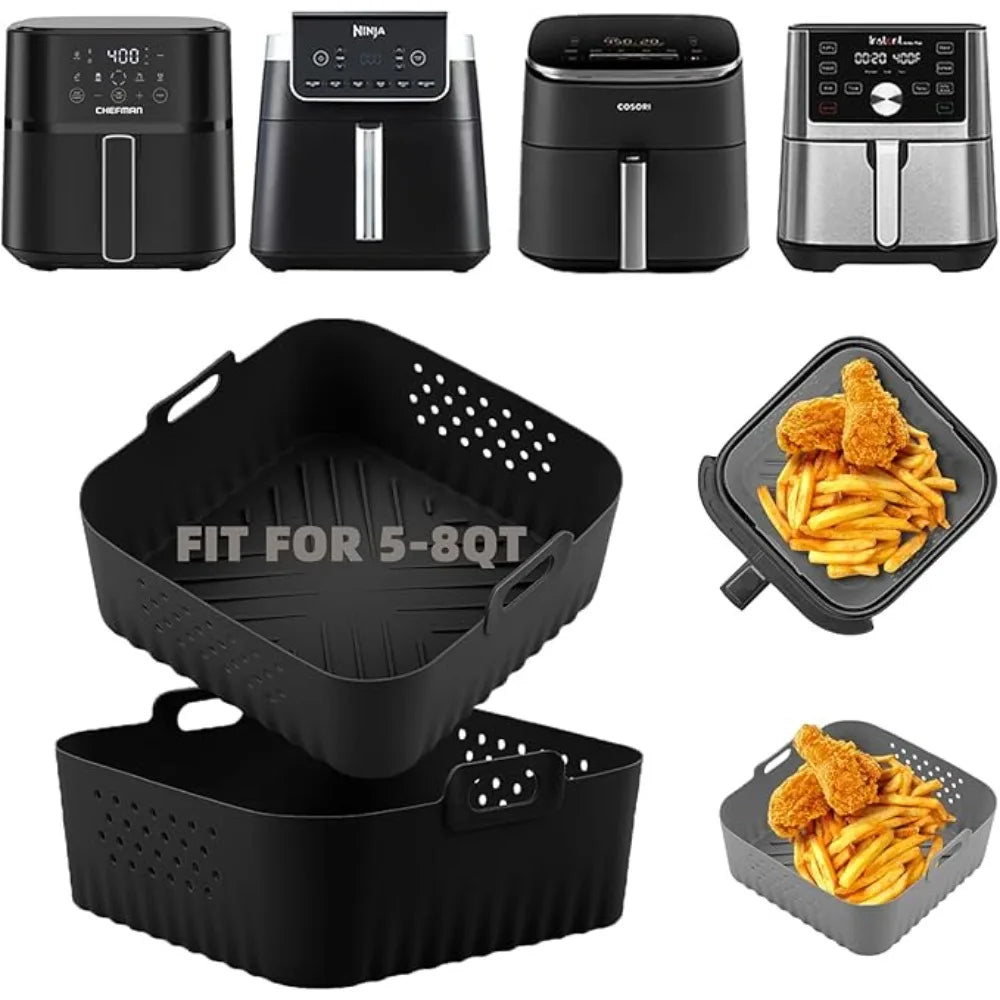 Silicone Air Fryer Liners Non-stick Basket Reusable Ninja AF181 AF180 Qme