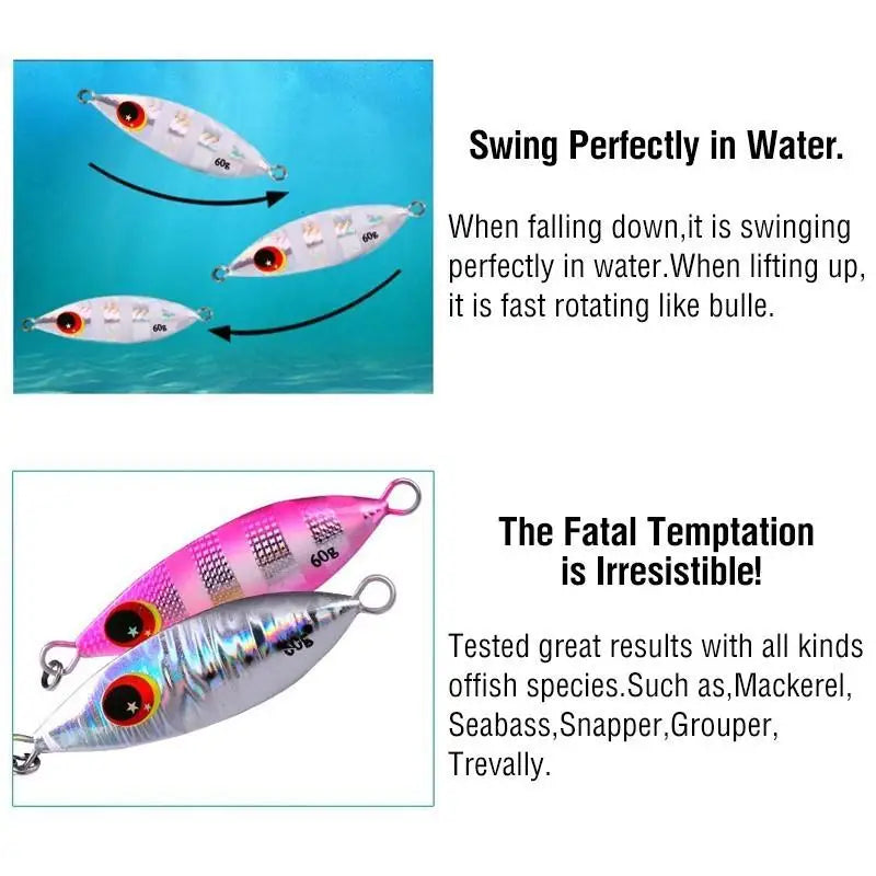 Metal Jig Spoon Lure Artificial Bait Shore Slow Jigging Hard Bass Qme