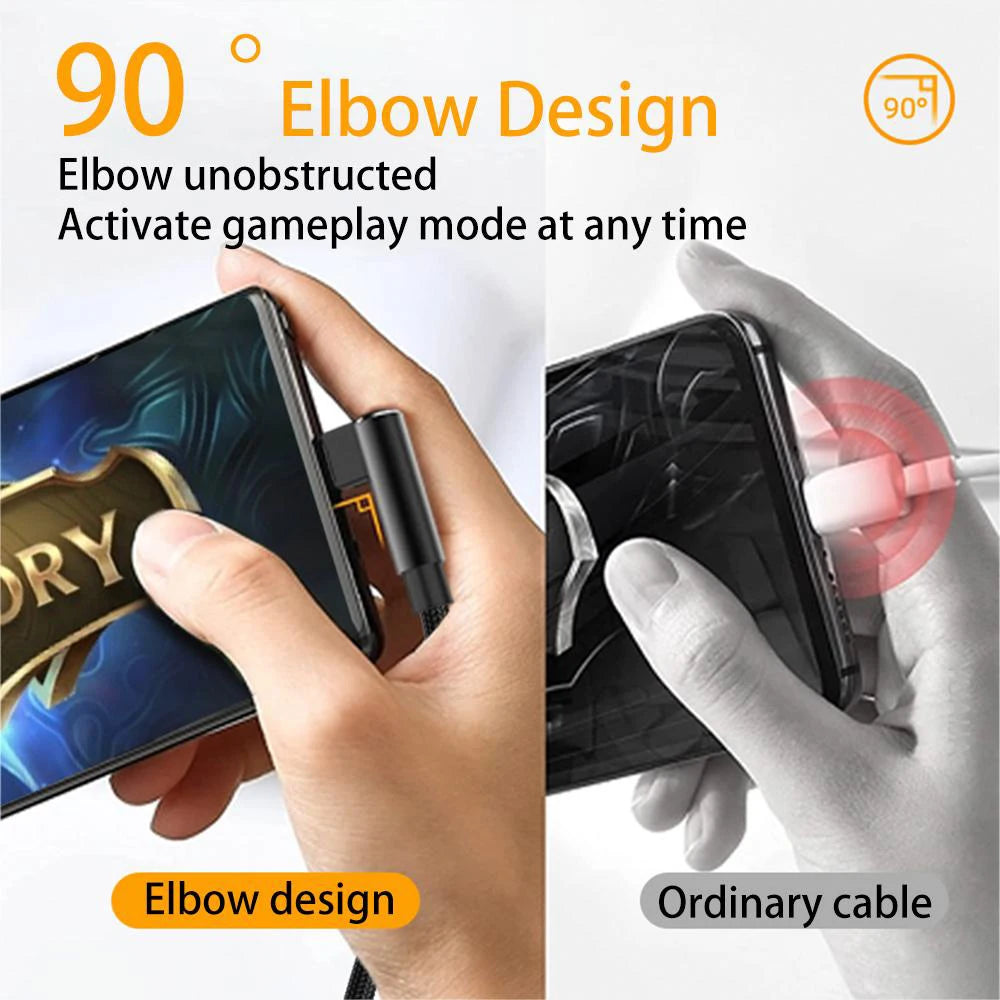 8/5/3/2/1m 60W 6A USB-A To TYPE-C Elbow Cord Fast Charging Cable USB PD Universal Extended Data Line For Samsung Huawei Xiaomi Qme