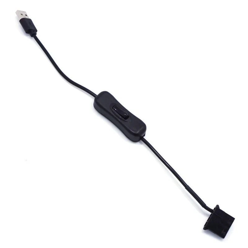 5pcs High Quality 1 To 1 2 USB To 3-Pin / 4-Pin PWM 5V USB Sleeved Fan Power Adapter Connector Cable with ON Off Switch Qme