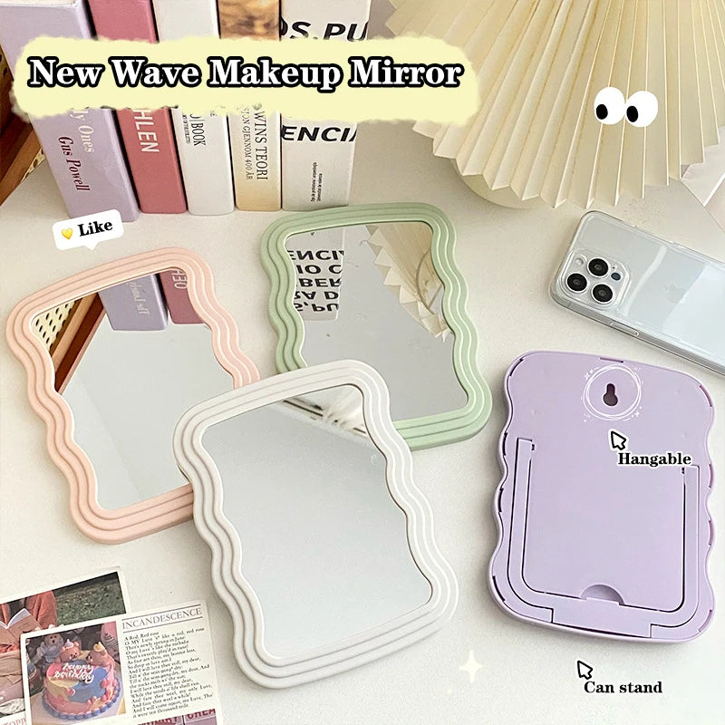Corrugated Desktop Makeup Mirror Solid Foldable Portable Handheld Qme
