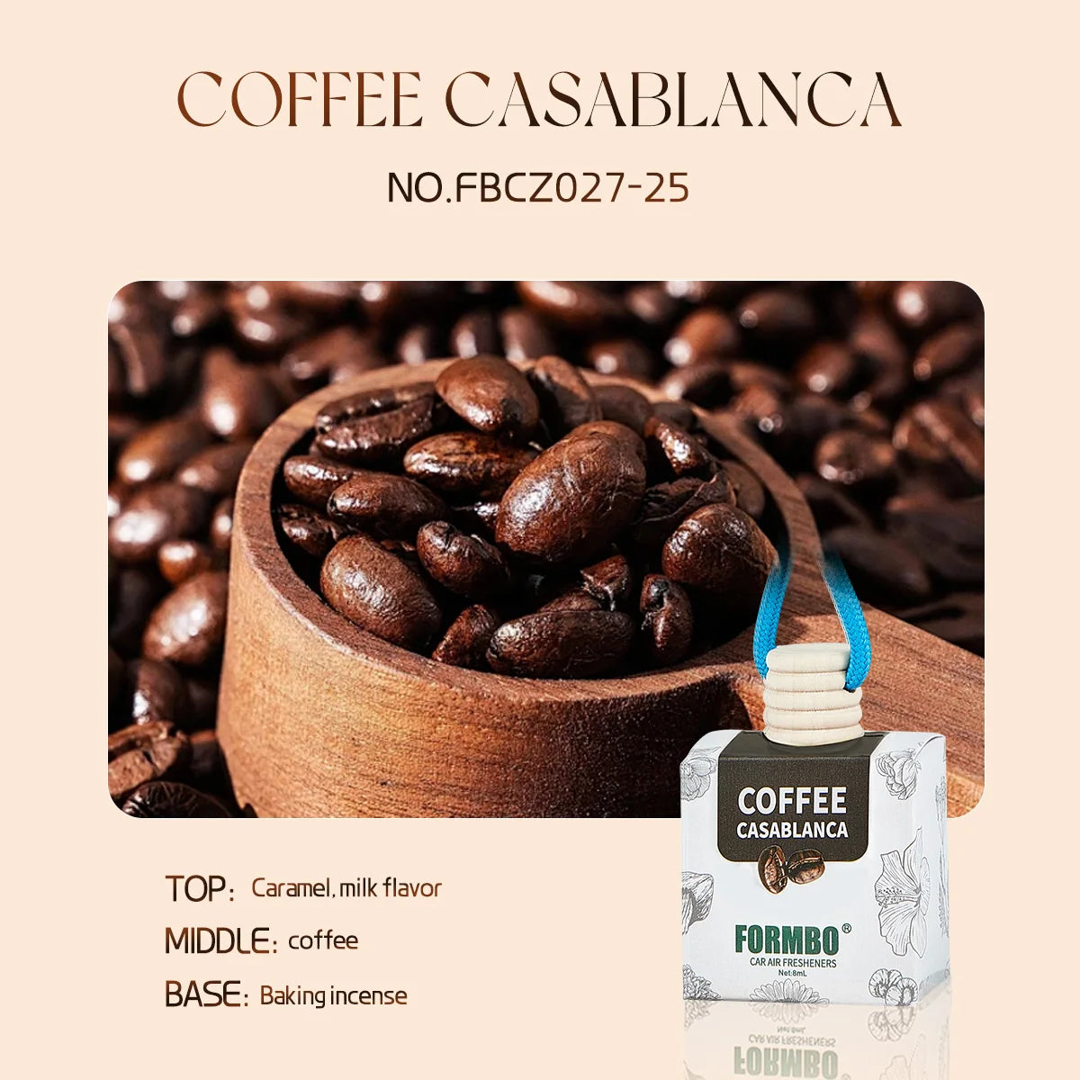 Essential Oil Car Air Freshener Lasting Fragrance Home Decoration Qme COFFEE CASABLANCA