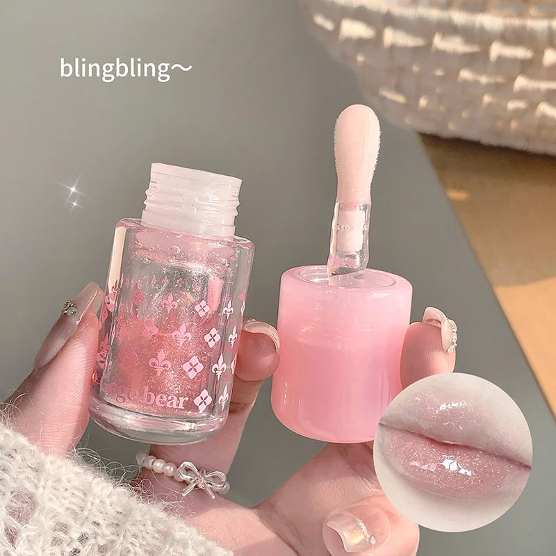 Gege Bear Pure Lip Gloss Moisturizing Watery Mirror Clear Lipstick Qme