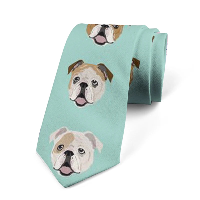 Funny Cartoon Dog Sunflower Print Tie Fashion Casual Polyester Men's Qme style1