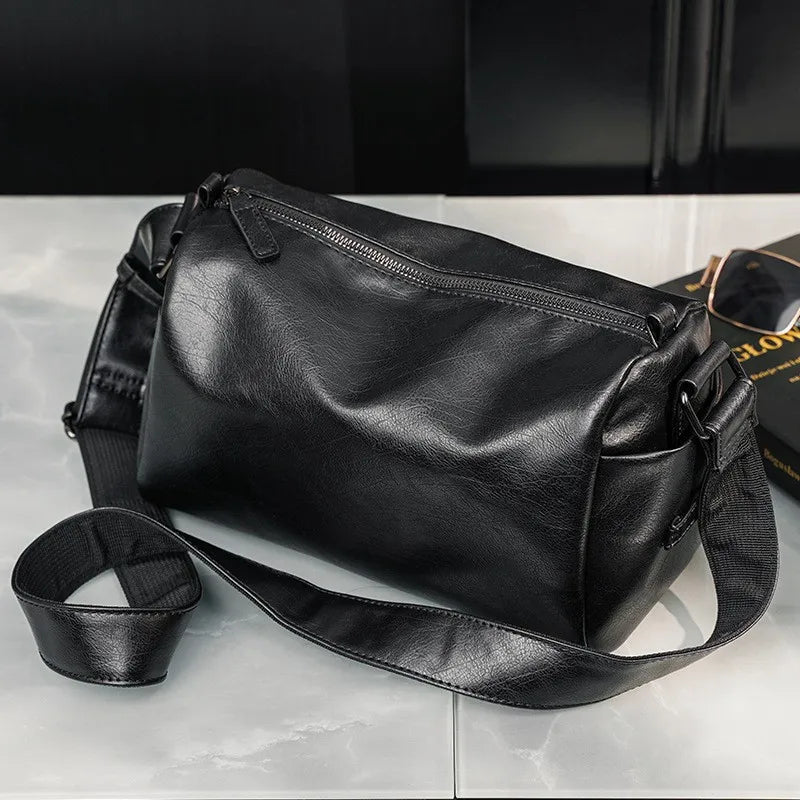 Men's Cylinder Crossbody Bag Korean Minimalist Fashion Casual Sling Qme black