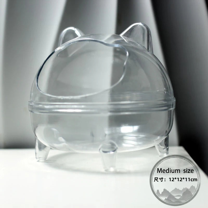 Hamster Transparent Bathroom Small Pet Sand Bath Cage Large Capacity Prevent Splash Bathing Transparent Shower Room Accessories Qme A2