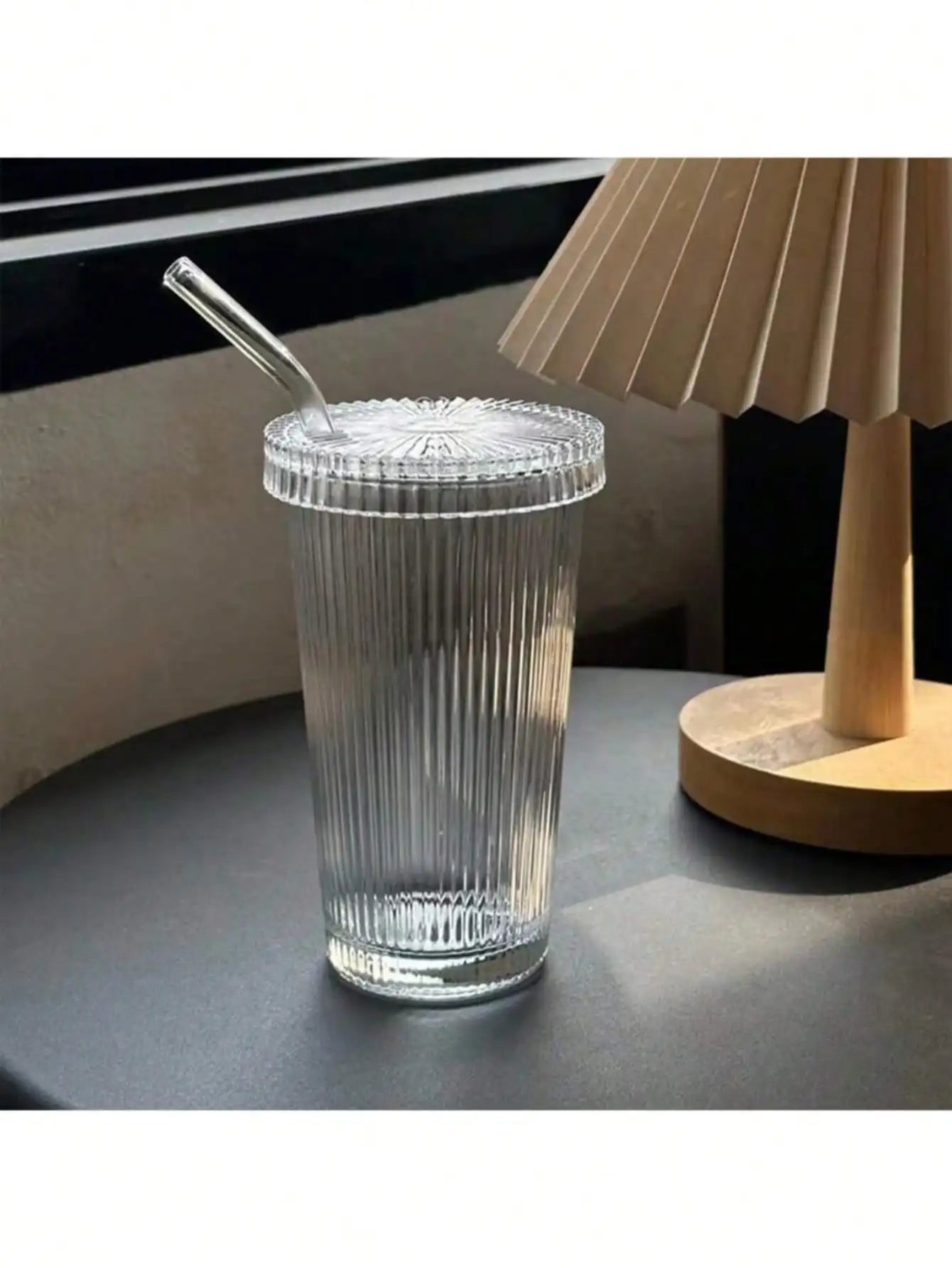 Striped Pattern Water Cup High-value Cold Drink Iced Coffee Simple Qme 1pc