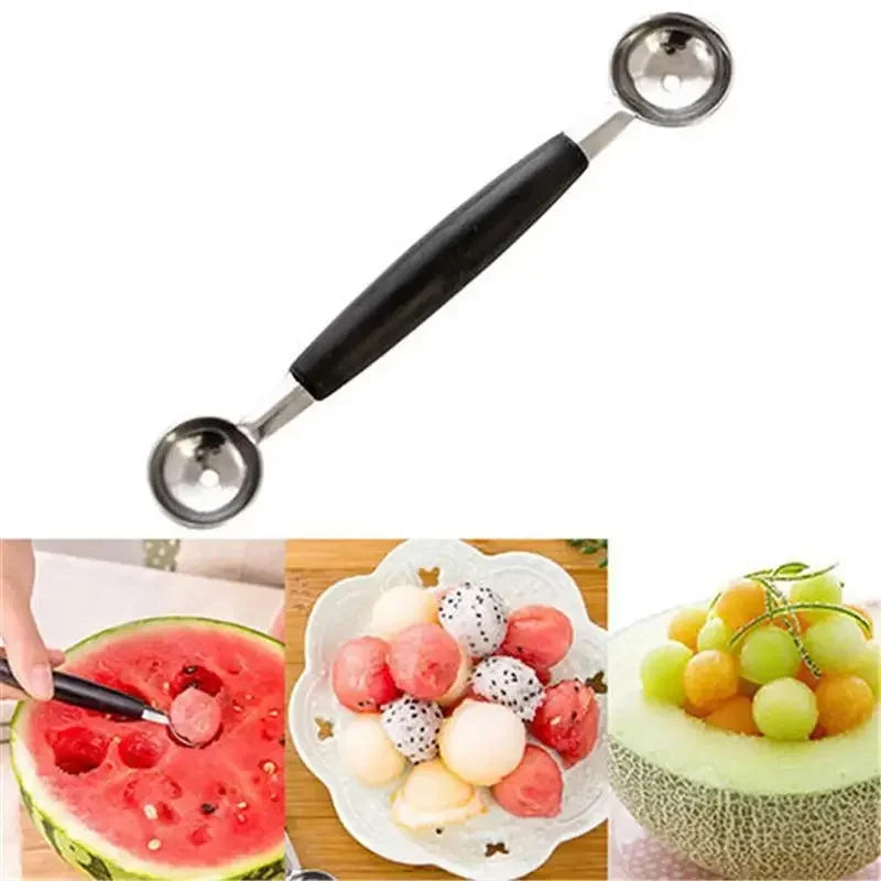 1/4pcs Double Stainless Steel Ended Headed Fruit Icecream Ball Spoon Diameter Melon Baller Fruit Vegetable Tools Qme