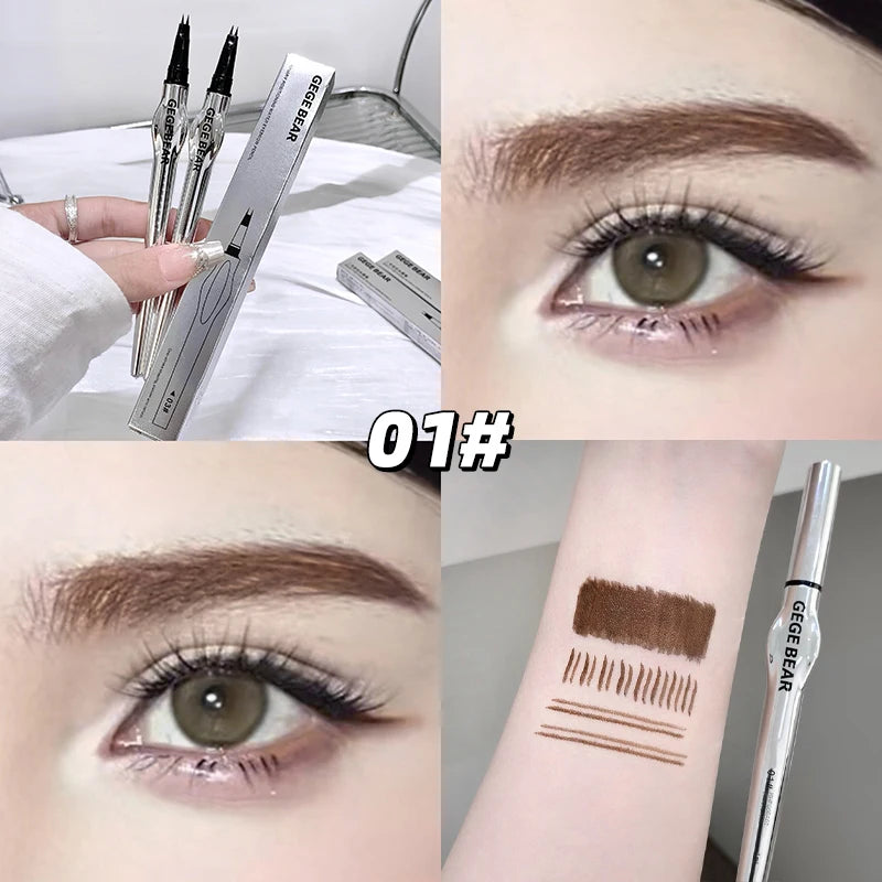 Two-prong Eyebrow Pen Women Gege Bear Long-lasting Natural Strokes Qme GX1529-01