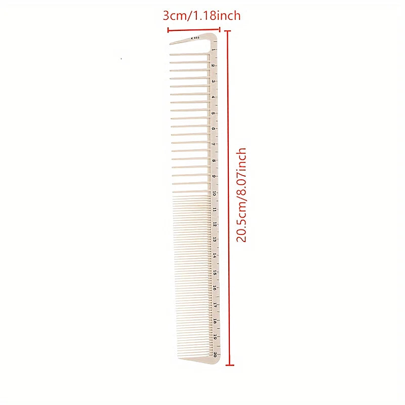 2pcs White Hair Styling Combs With Size Markings - Durable Plastic Bristles For All Hair Types, Resin Handle Qme