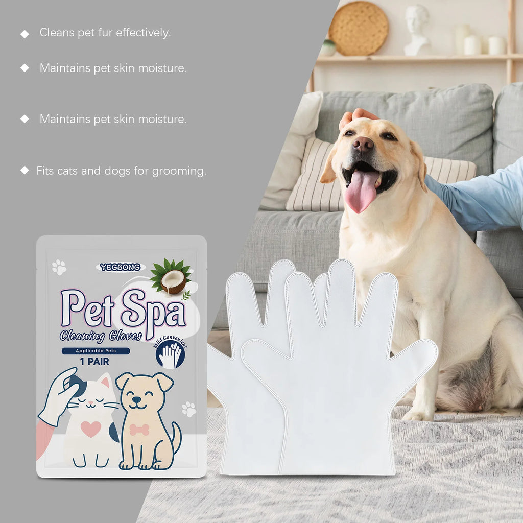 Pet Cleaning Gloves Quickly Cleaning Pet Paws Gentle Grooming of Pet Hair Eliminate Odors Portable Pet Cleaning Wipes Skin Care Qme