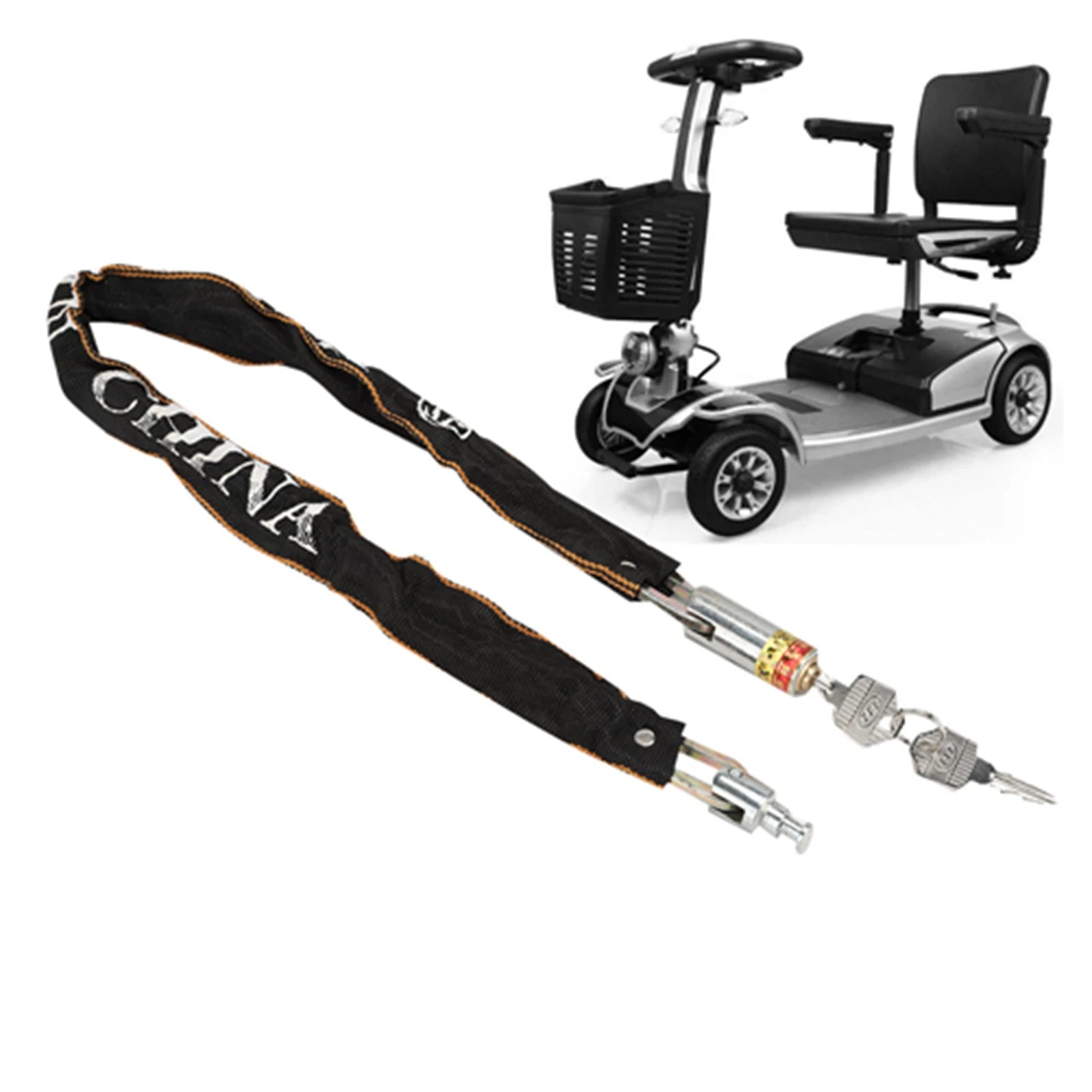 Chain Lock Anti Theft Motorcycle Mobility Scooter Chain Lock 80cm/31.5in Security Bike Lock with 2 Keys Mobility Scooter Lock Qme