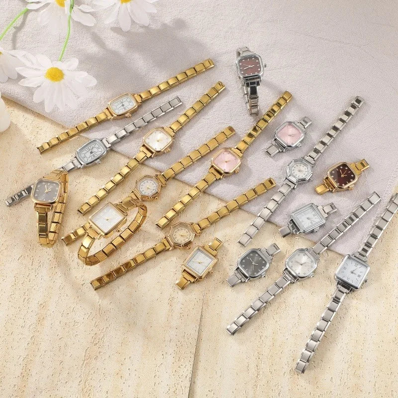 2026 Fashion Women's Men's DIY 9mm Width Italian Elastic Charm Stainless Square Octangle Watch Bracelet Bangle For Birthday Gift Qme