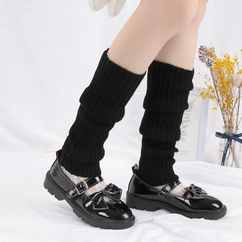 Lolita Long Socks Women Boot Cuffs Harajuku Leg Warmers Knitted Warm Foot Cover Arm Warmer Ladies Autumn Winter Crochet Socks Qme