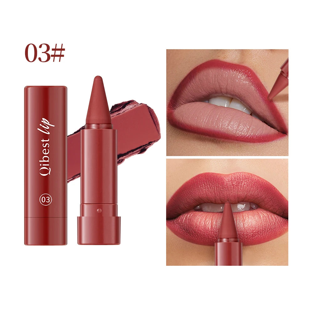 QIBEST Tapered Gradient Lipliner Long Lasting Matte Nude Brown Red Lipstick Waterproof Contouring Tint Lipliner Makeup Lip Stain Qme 03