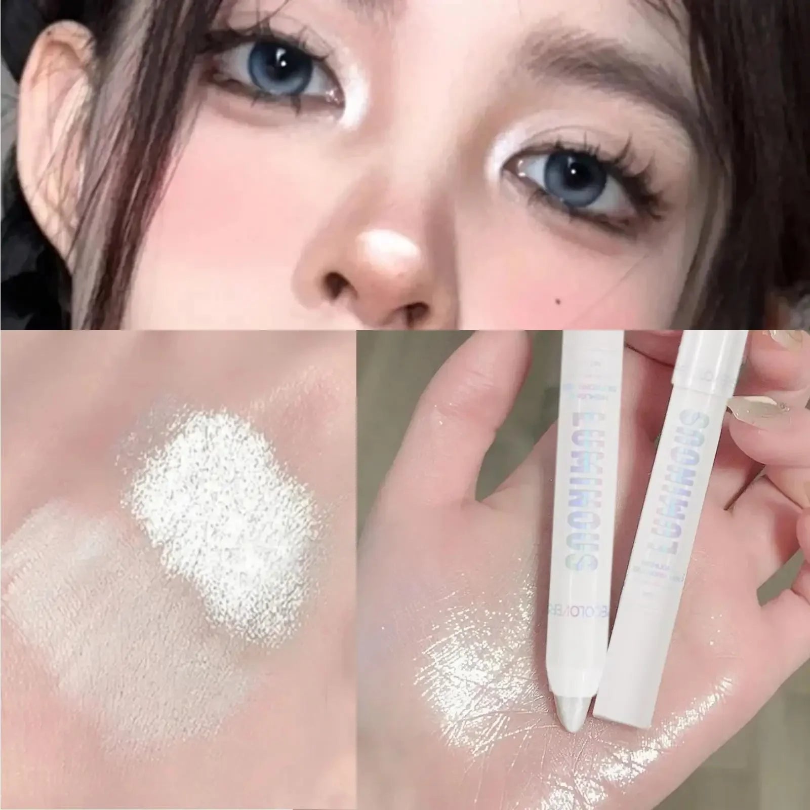 High-gloss Pen Lying Silkworm Highlighter Pen Eyes Corner Brightening Pearl Glitter Matte White Eyeshadow Stick Eye Makeup Qme