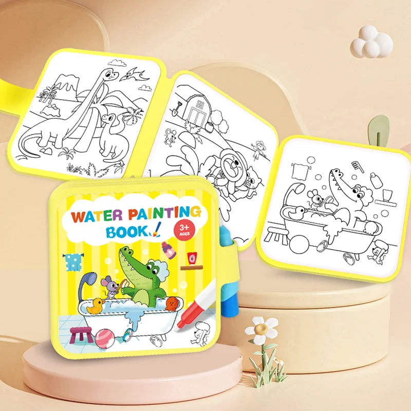 Reusable Water Drawing Doodle Book with Magic Pen, Kids Coloring Drawing Board, Early Educational Toy, Birthday Gift for Kids Qme