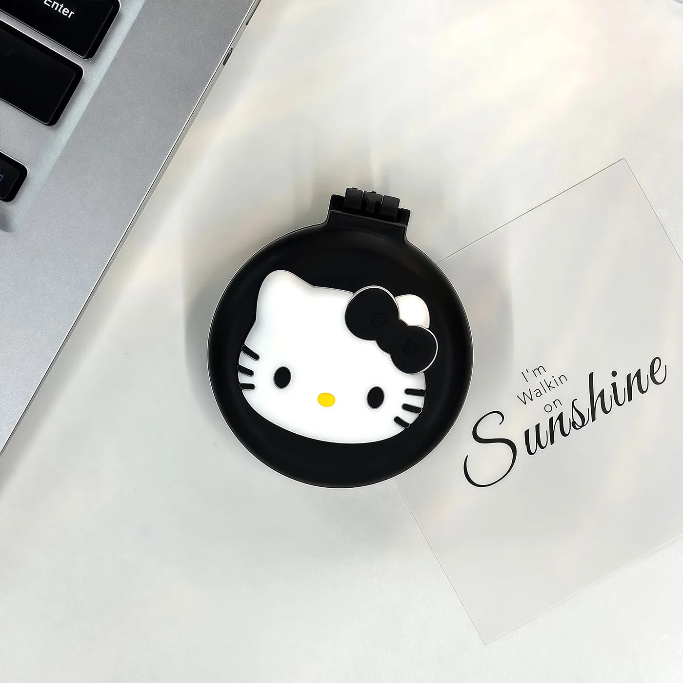 Cute Hello Kitty Black Air-cushion Comb 2-in-1 Mini Mirror Qme 5