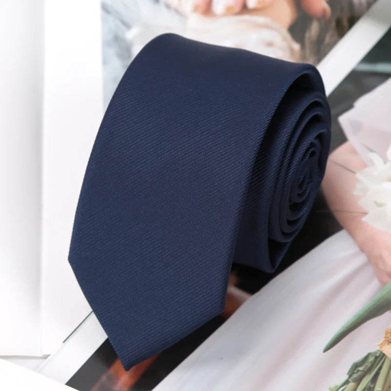 Mens Ties Champagne Red Black Solid Skinny Necktie Women Casaual Qme Navy Blue