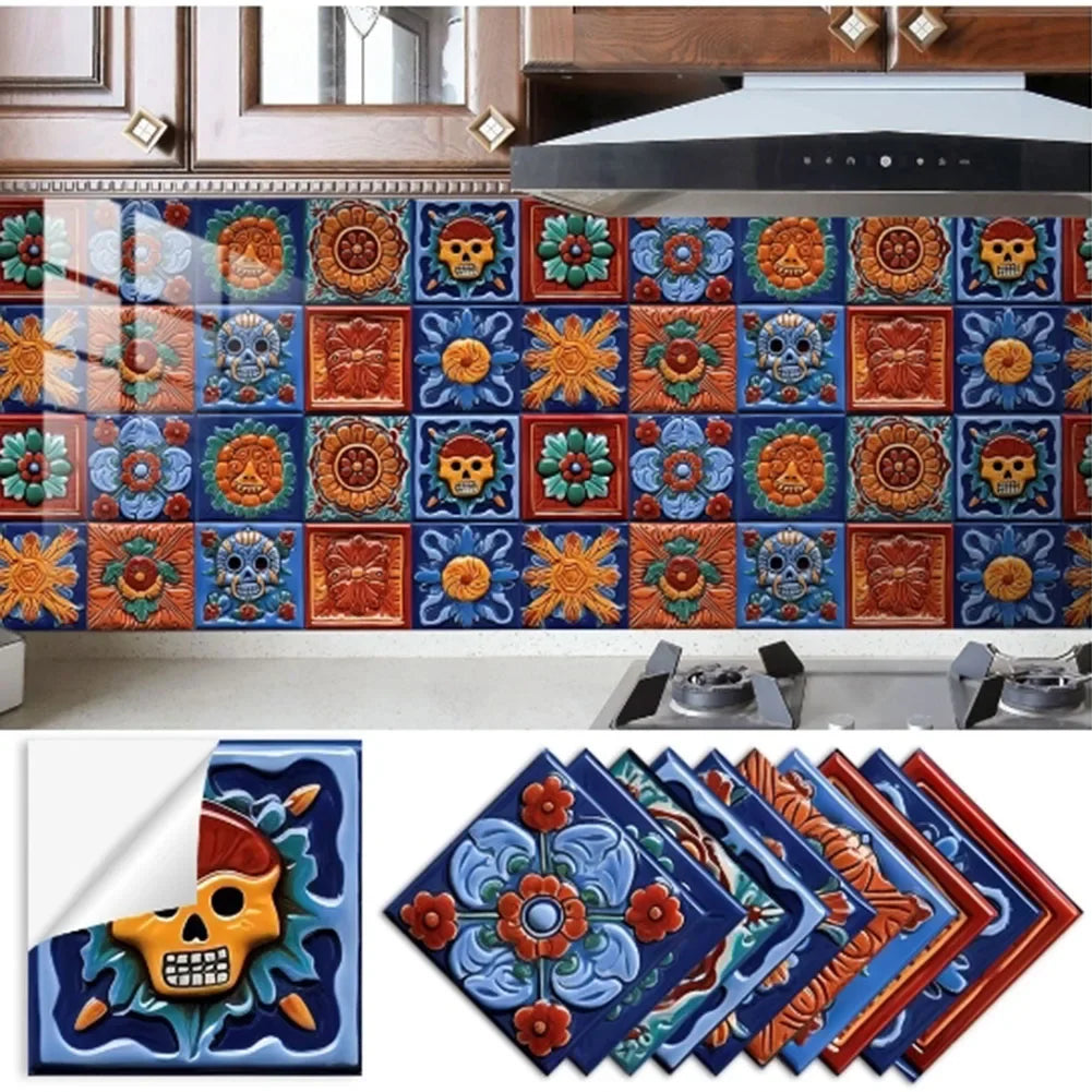 20pcs Decoration Mexican Tiles Decals Long Lasting Use Peel And Stick Tile Stickers Peel And Stick Tile Stickers Qme