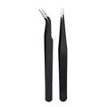 Stainless Steel Straight Curved Tweezers Colorful DIY Eyelash Tweezer Qme 2Pcs Black China Mainland