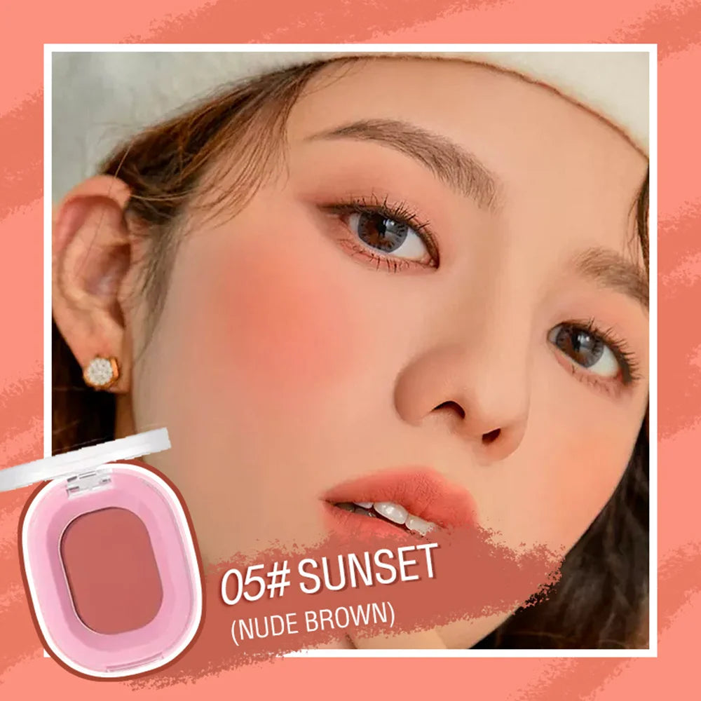 Monochrome Matte Blush Powder Natural Nude Cheek Rouge Brightening Qme Nude Brown Tone