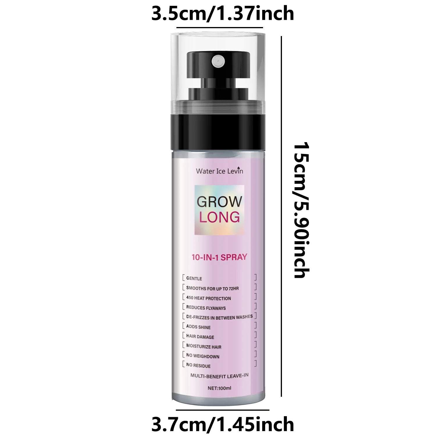 100ml, 10 in 1 Long Hair Care Spray, Innovative Technology for Comprehensive Care, Creating a Natural Lotus-Like Feel, Gentle Spray to Address Various Hair Issues Qme