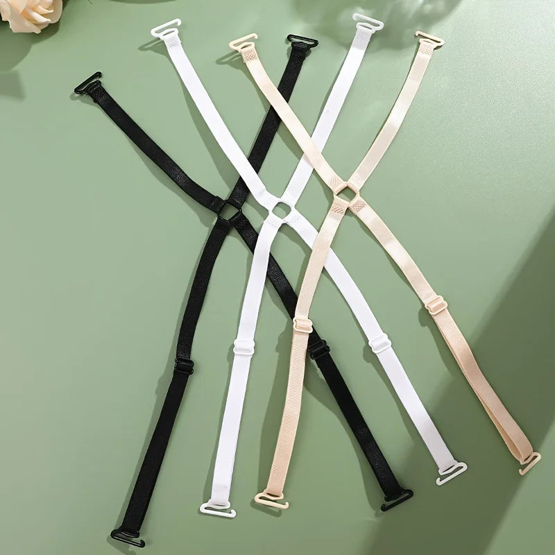 X Shape Cross Back Bra Straps Adjustable Elastic Replacement Bra Shoulder Strap Invisible Detachable Bra Accessory Qme 3pcs