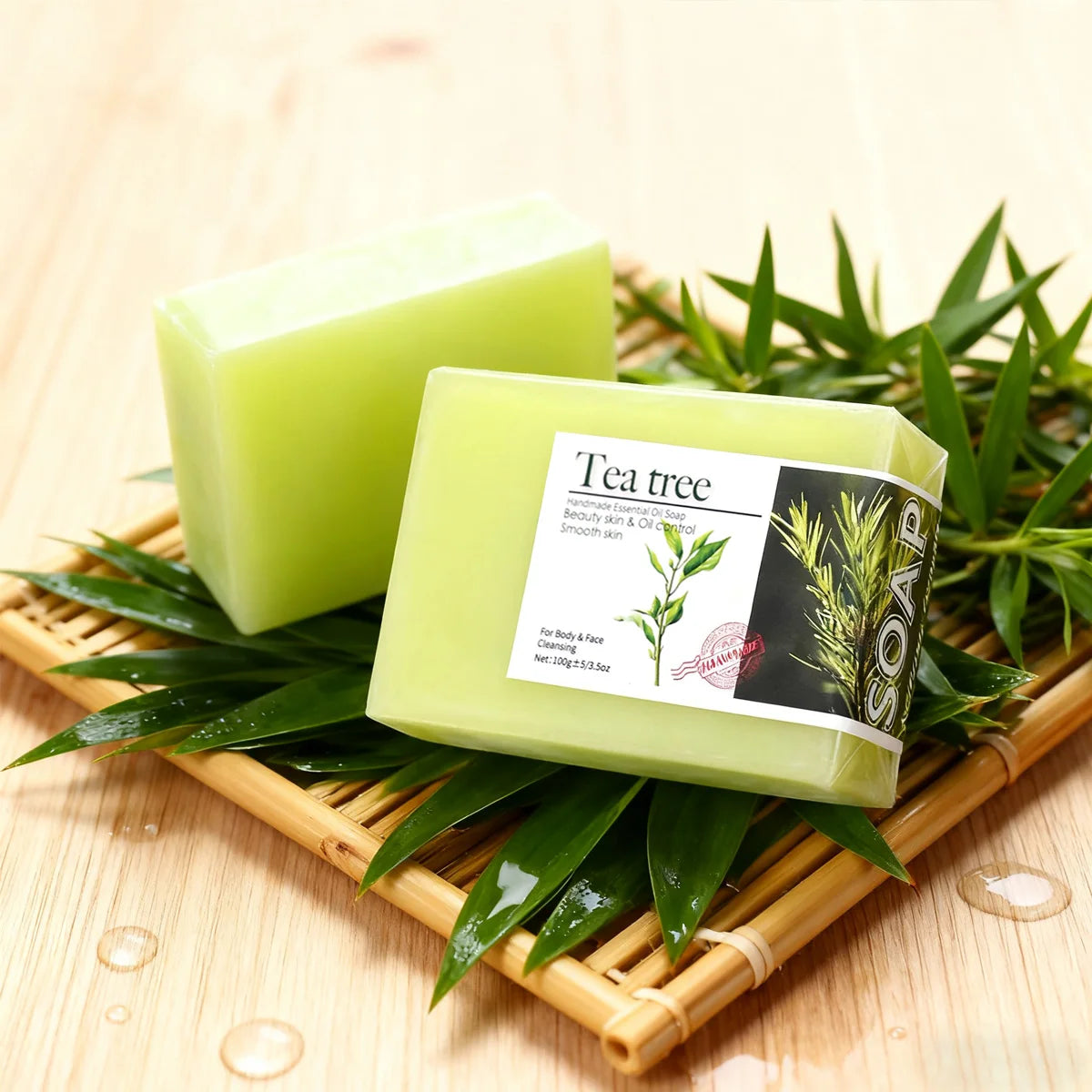 2Pcs100G Tea Tree Oil Soap Bar Deep Cleansing Facial Bath Acne Pimple Qme