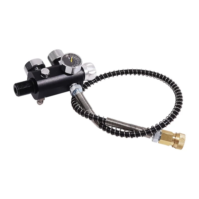 A02F-Valve Scuba Adapter With Gauge Tank Filling Station Refill For Air Tank Bottle Cylinder Diving Kit Qme