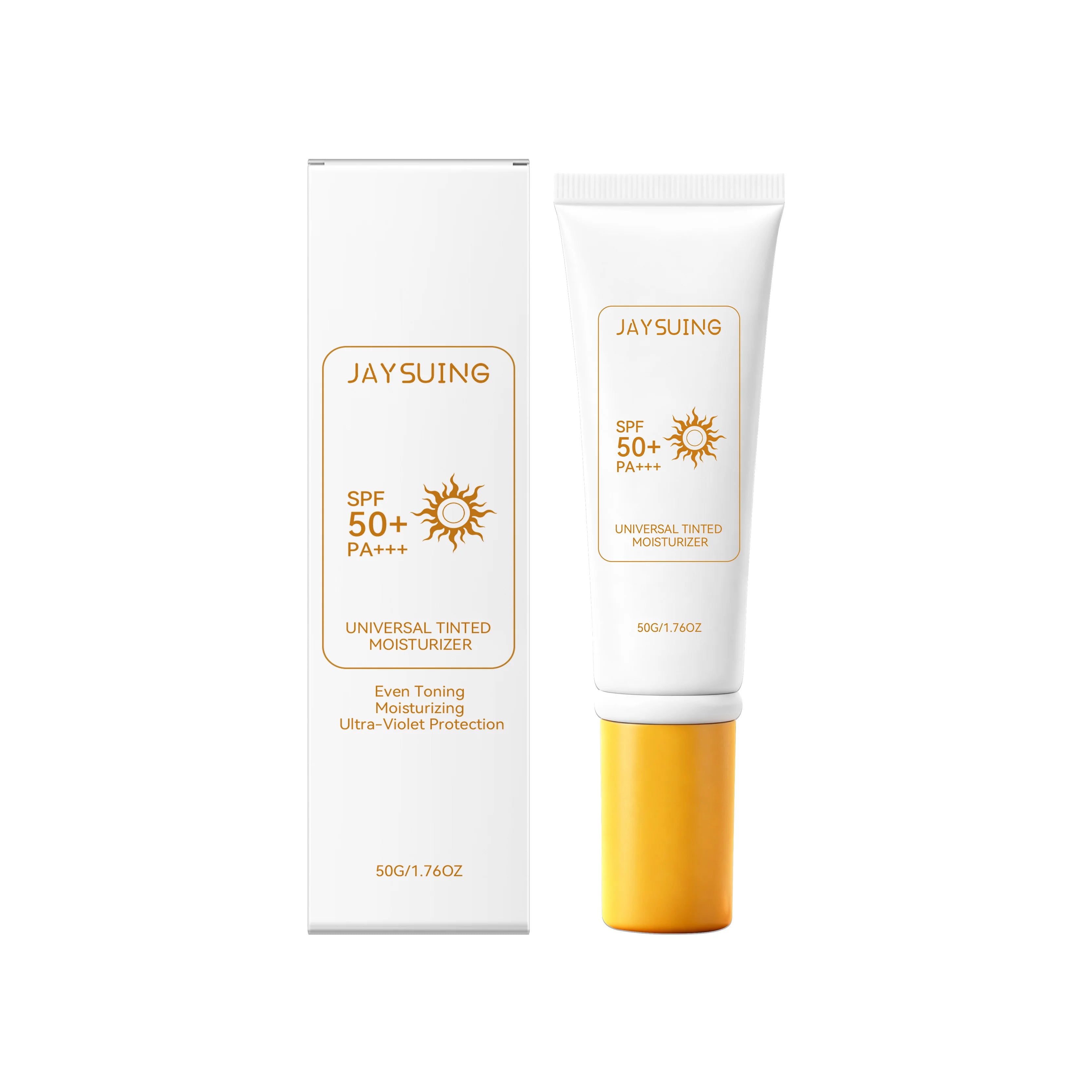 Jaysuing Tinted Sunscreen Spf 50 Anti UV Protection Waterproof Even Skin Tone Matte Finish Summer Outdoor Tinted Moisturizer 50g Qme 50g Boxed
