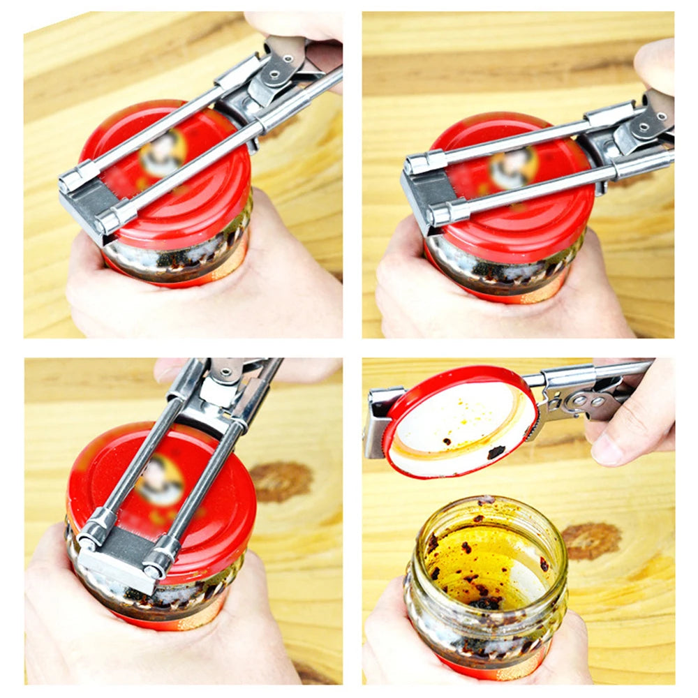 Adjustable Multi-Function Bottle Opener Stainless Steel Lids Off Jar Opener Labor-Saving Screw Can Opener For Kitchen Tools Qme