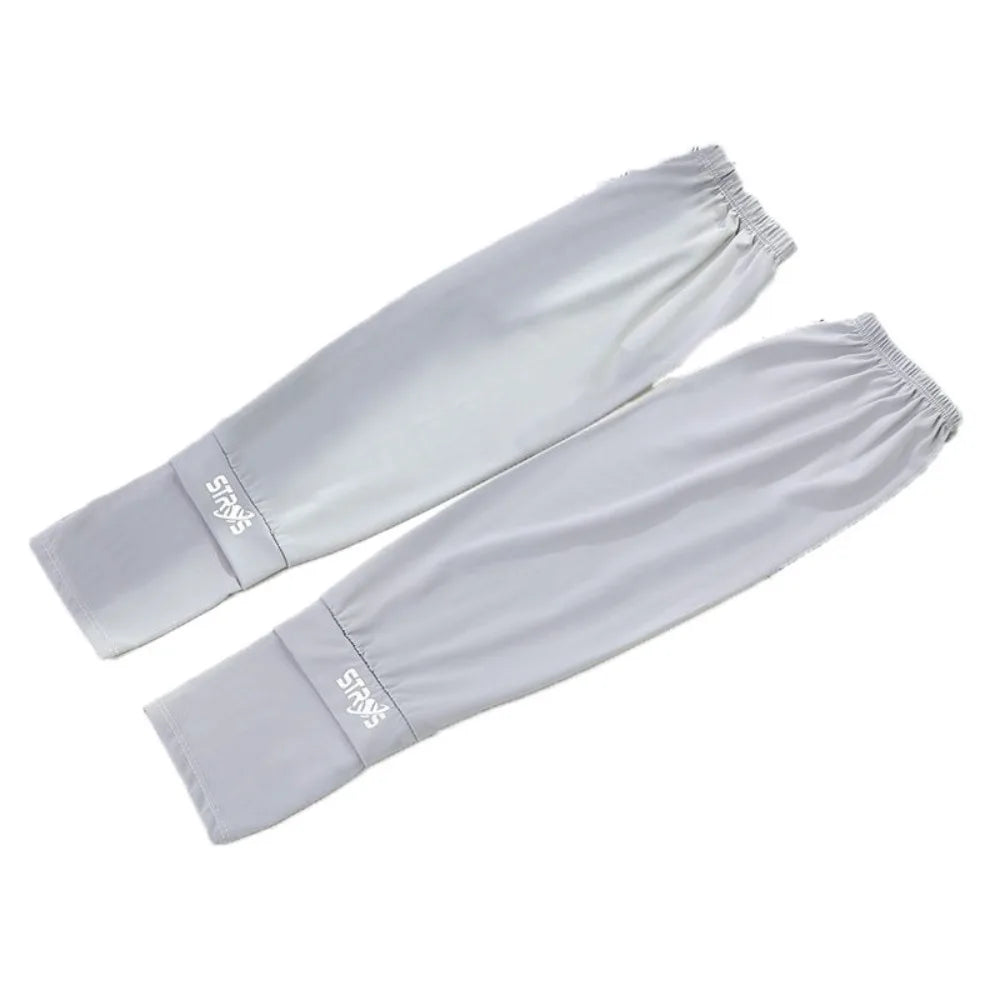 Thin Loose Ice Silk Sleeves UV Insulation Sun Protection Sunscreen Arm Sleeve Anti-UV Long-sleeved Glove Cycling Gloves Driving Qme Style A Light Grey