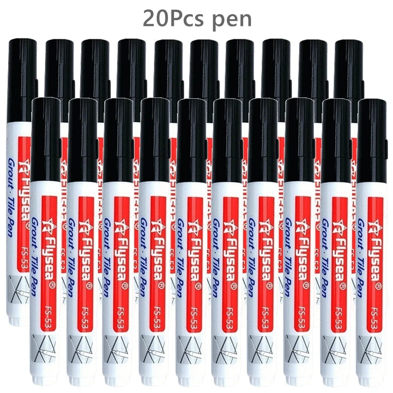 10/20Pcs Waterproof Grout Pen Tile Marker Wall Seam Pen for Tile Floor Bathroom Kitchen Decontamination Seam Repair Tools Qme 20Pcs Black
