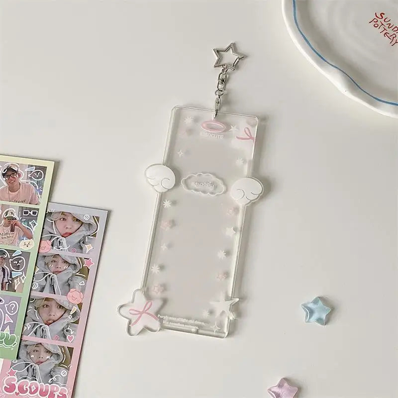 Cute Star Four-compartment Photocard Holder Acrylic Card Idol Photo Qme White