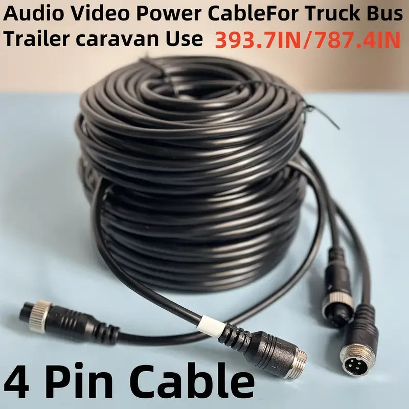 3pcs 4 Pin Aviation Extension Video Cable 3M 5M 10M 15M 20M 30M for Truck Bus Monitor Camera Connection wire Qme Black Color 3M