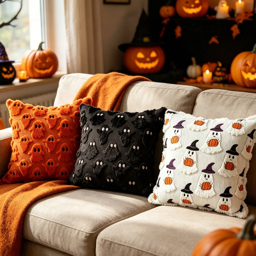 Halloween Ghost Pumpkin Square Throw Cover 45*45cm Holiday Party Home Store Decorative Cushion Case Without Insert Qme